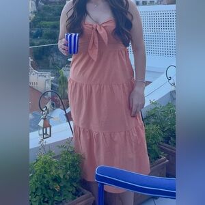 Women's Tie-Front Tiered Sundress - Orange
